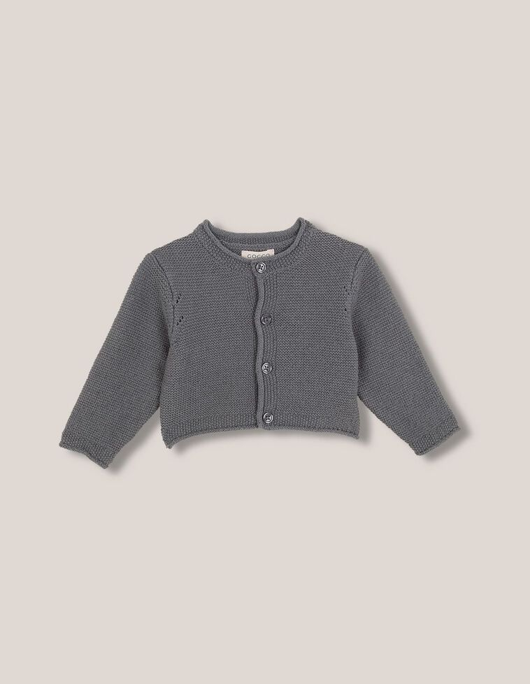 Veste en maille riz avec laine bleue