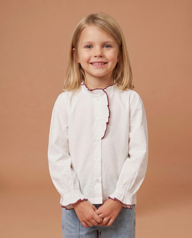 Chemise blanche avec col &agrave; volants fille