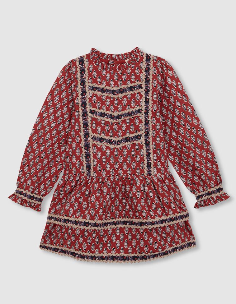 Robe imprimée fleurs à bretelles grenat