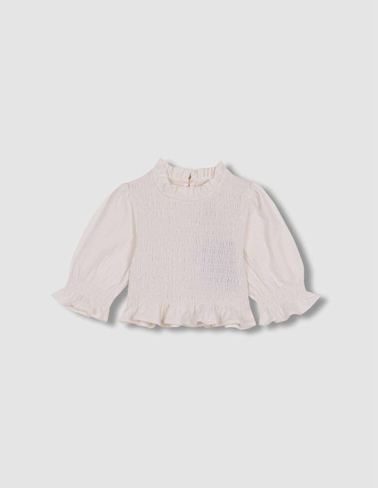 T-shirt de manga curta com smock branco