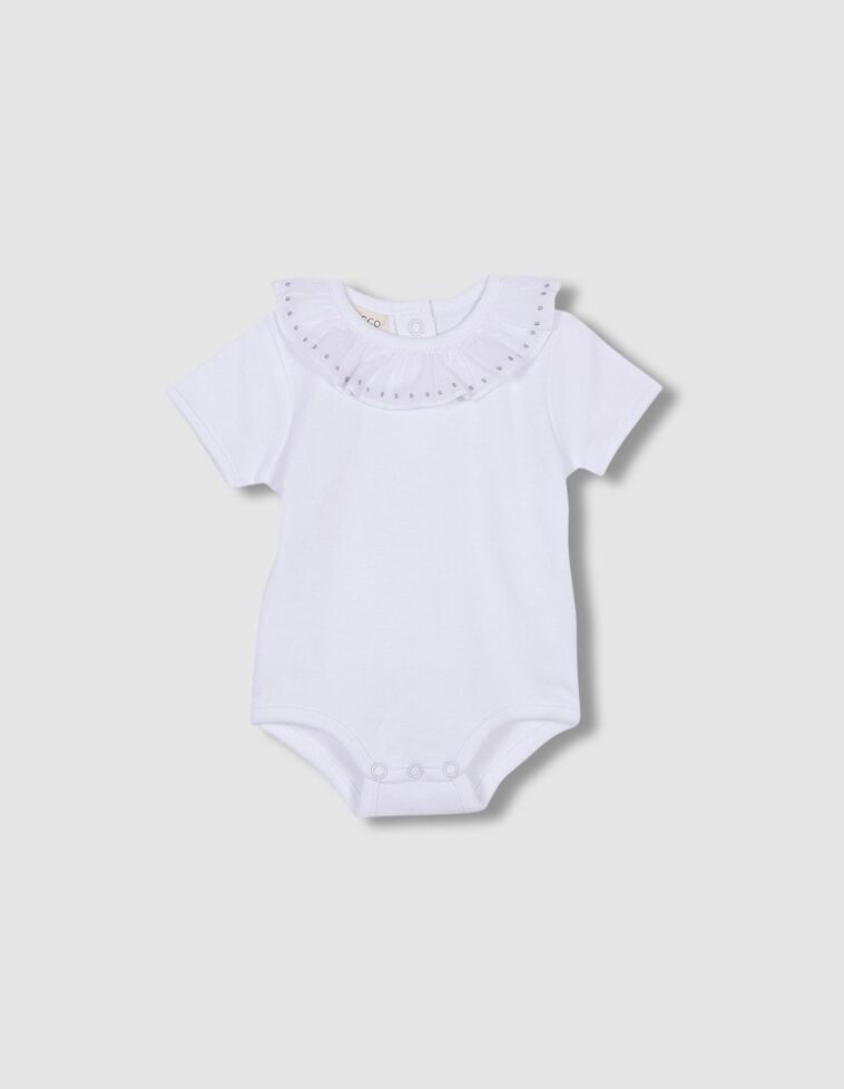 Body con scollo ricamato color bianco 