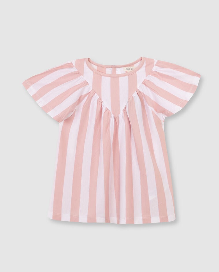 T-shirt &agrave; rayures rose