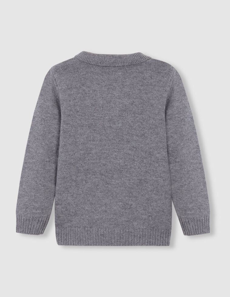 Grauer Pullover im Polo-Style