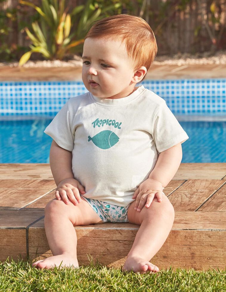 T-shirt imprimé poisson blanc