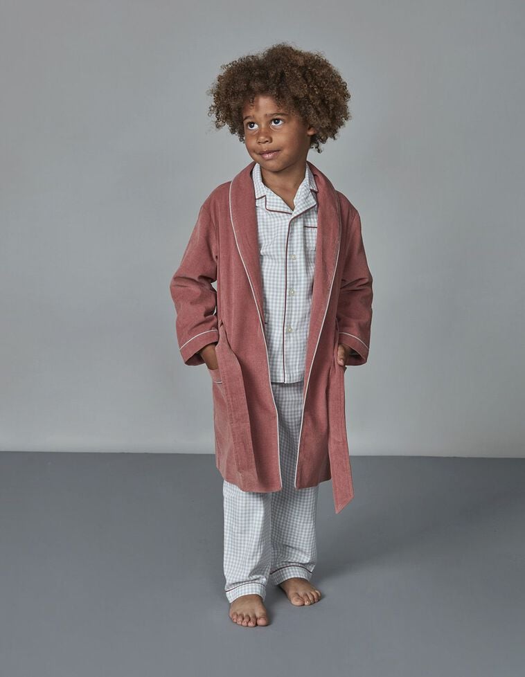 Robe de Chambre velours c&ocirc;tel&eacute;  Corail Fonc&eacute;
