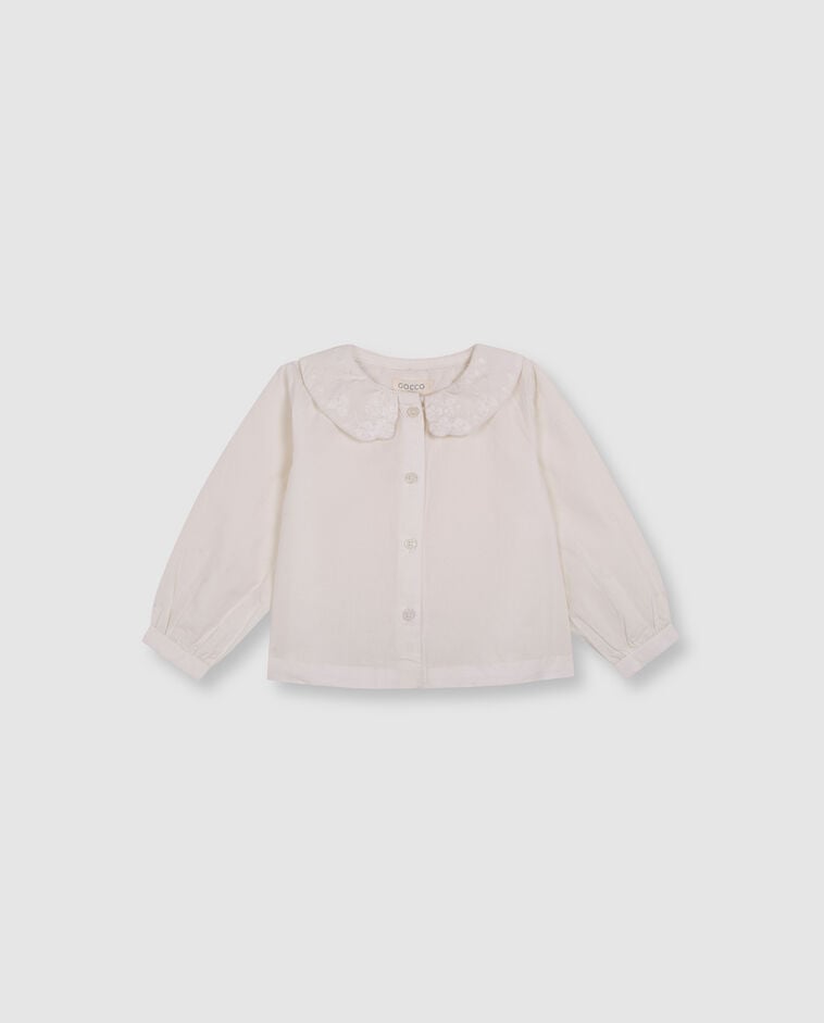 Blusa branca com gola bordada beb&eacute;