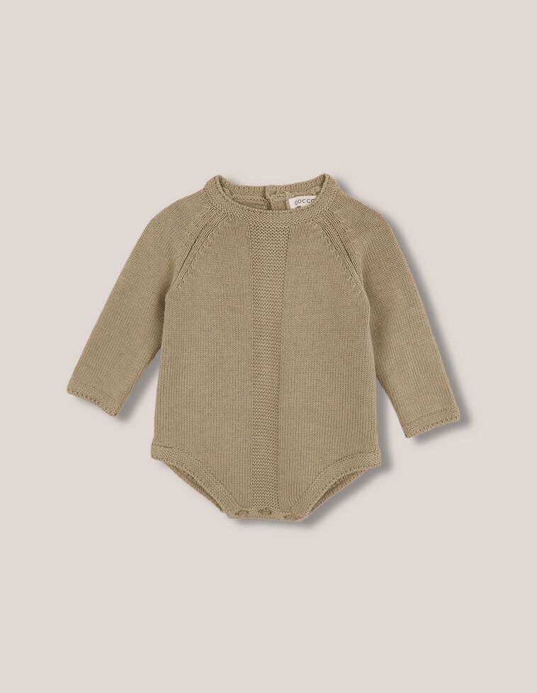 Barboteuse en maille avec laine contrastée verte Barboteuse en maille avec laine contrastée verte