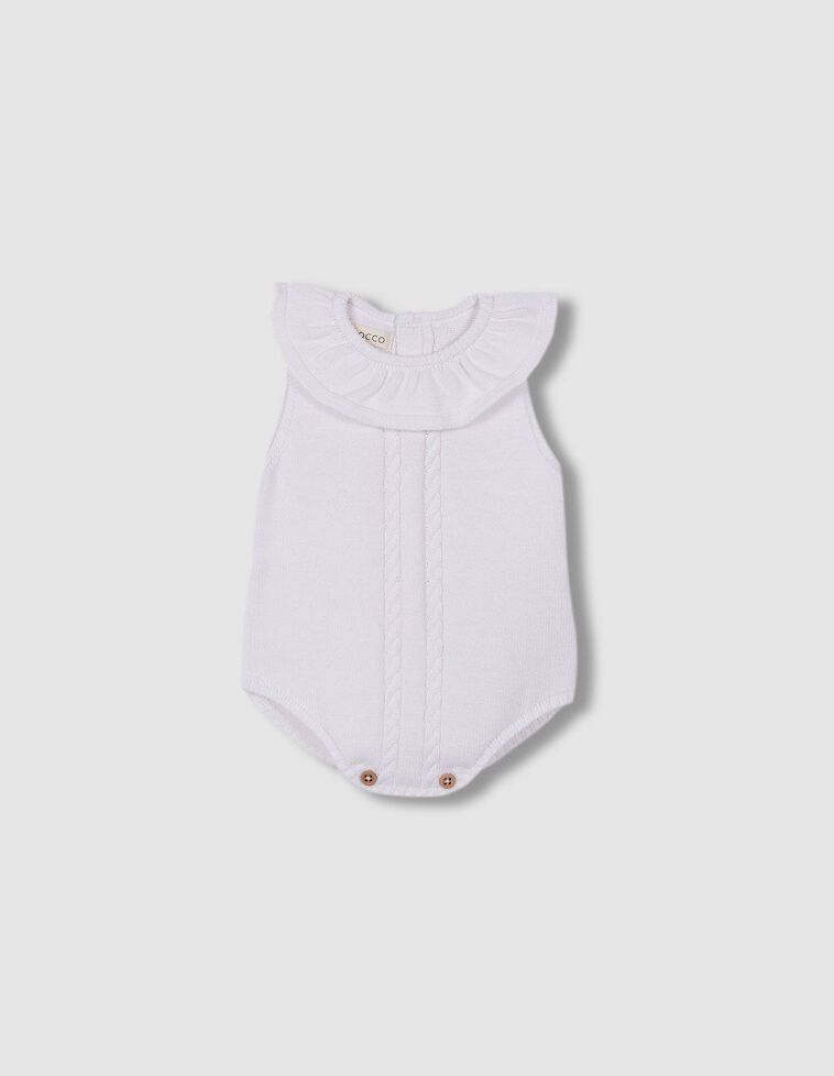 Babygrow sem pernas em malha de oitos  branca