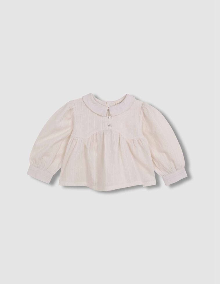 Blouse à empiècement spécial volant blanc