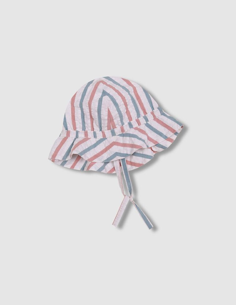 Bonnet rayé bleu clair