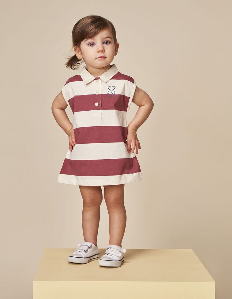 Robe polo rayée rose