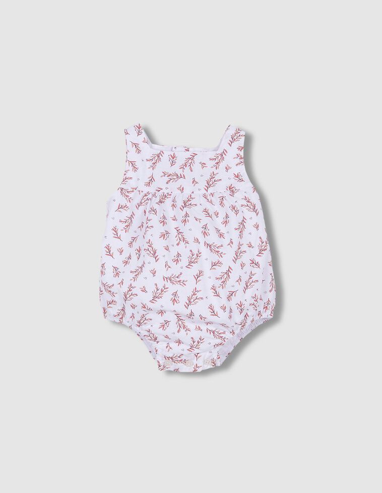  Babygrow sem pernas com estampado de folhinhas  branca