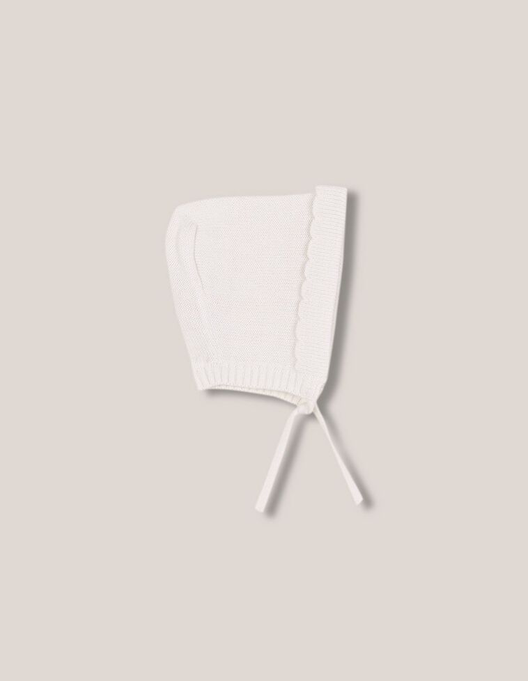Cuffietta in maglia con lana panna