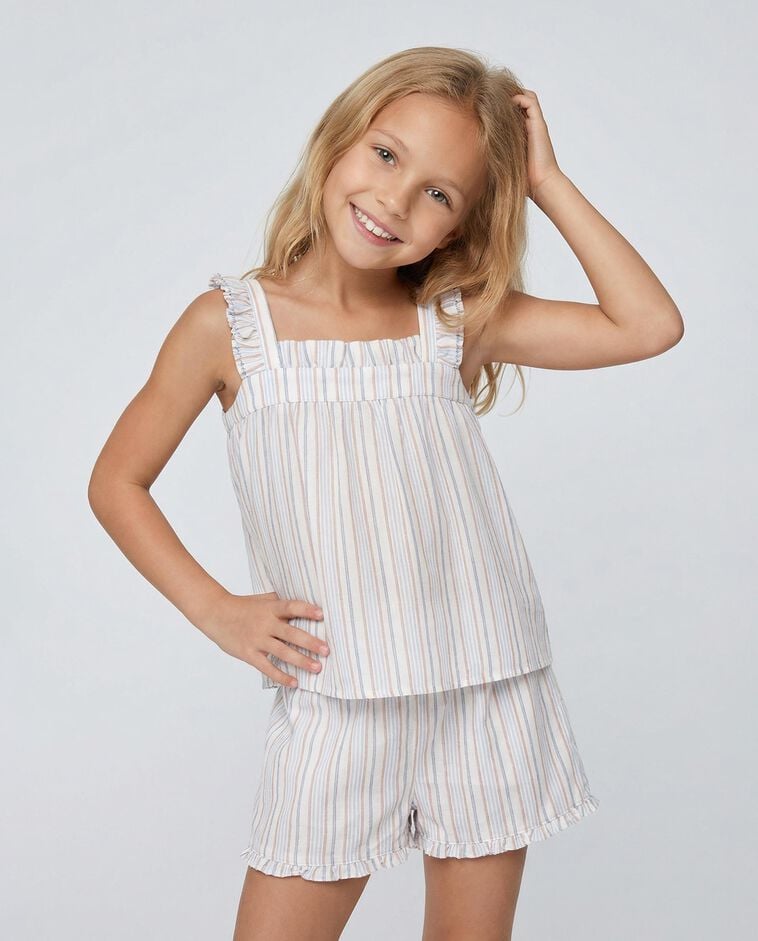 Pyjama imprim&eacute; &agrave; rayures blanc