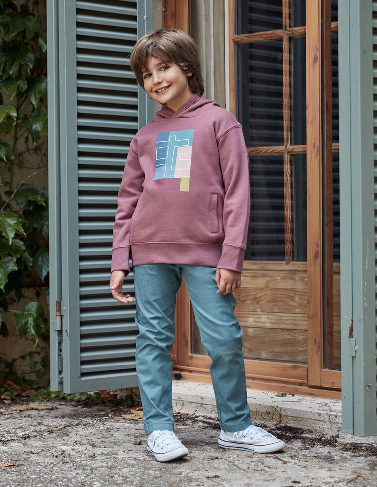 Sweat-shirt Capuz Com Print  Rosa Escuro