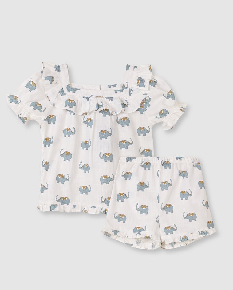 Pyjama imprim&eacute; &eacute;l&eacute;phants blanc