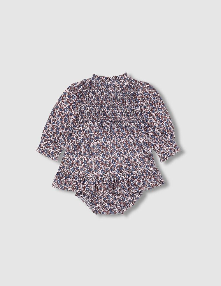 Robe à manches longues imprimée blanche