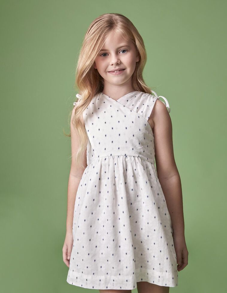 Vestido dobby cruzado branco