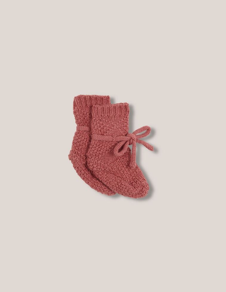 Chaussons bottines en laine rouge