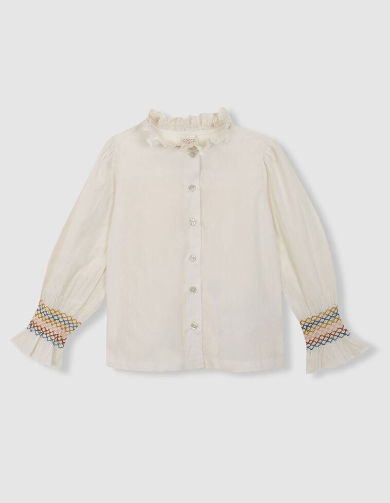 Blouse écrue à smocks
