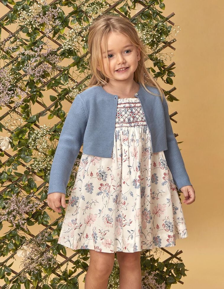 Veste courte en maille mousse bleu clair