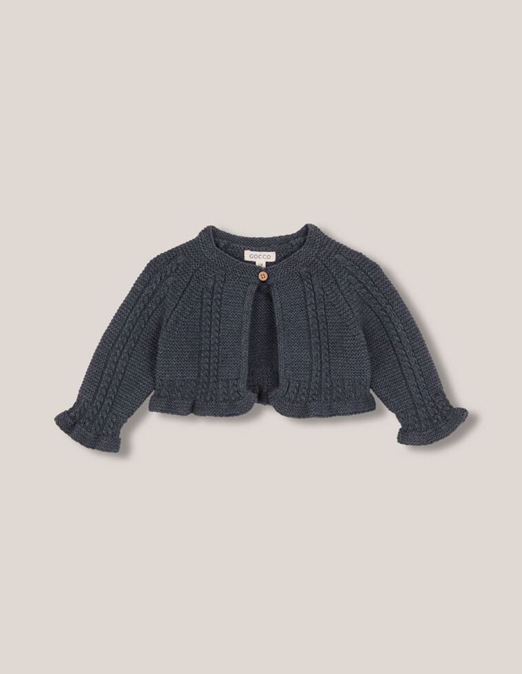 Veste à manches raglan en laine avec motif en huit vert pétrole