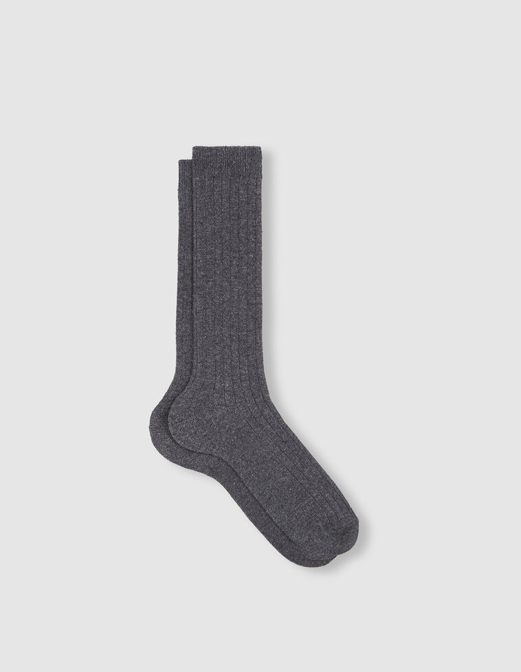 Chaussettes côtelées gris foncé