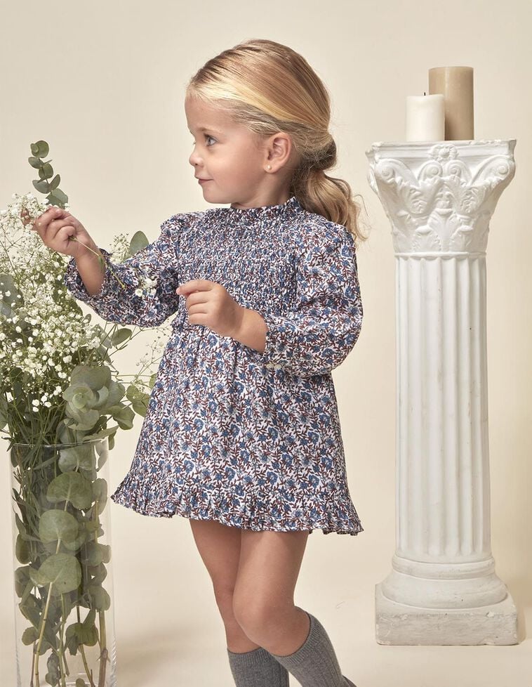 Robe à manches longues imprimée blanche