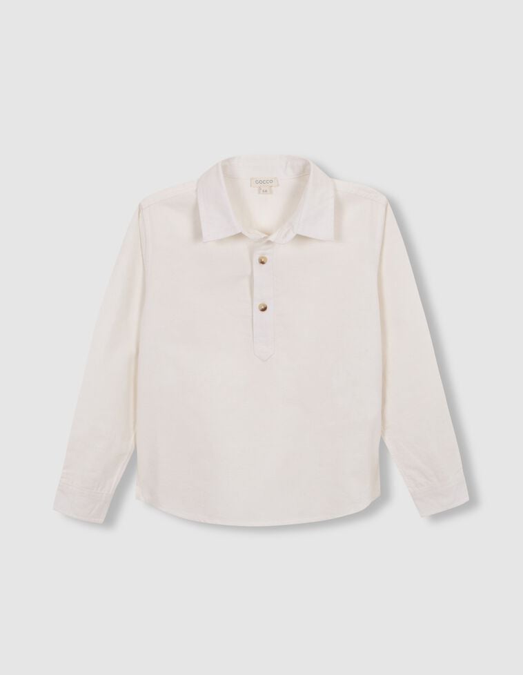 Camisa curta com botões brancos