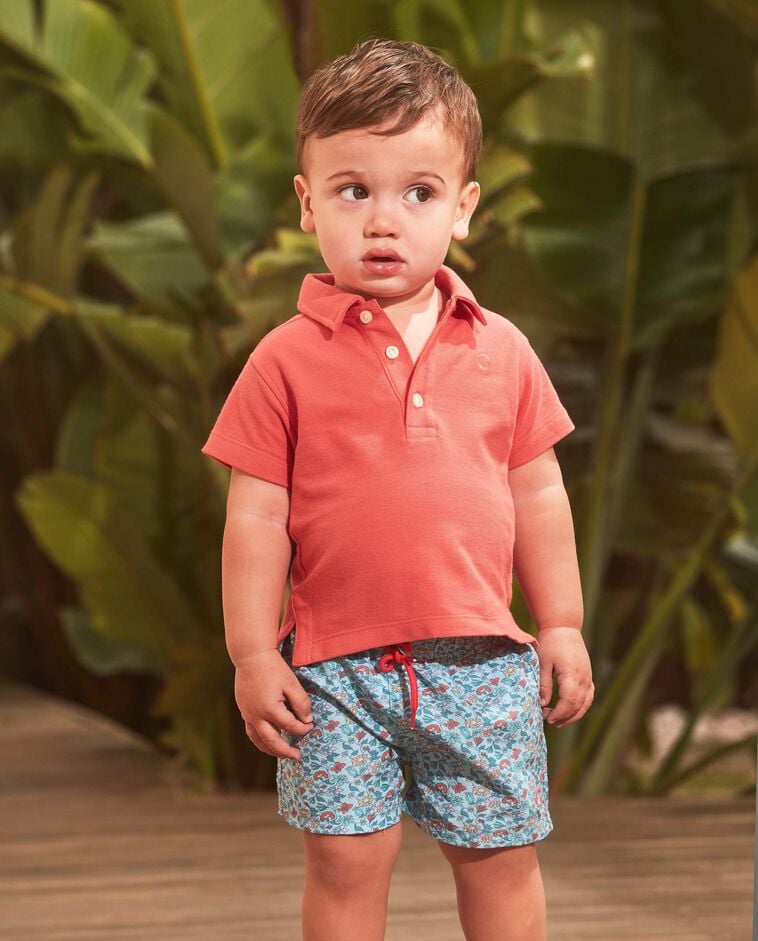 Maillot de bain imprim&eacute; fleuri bleu clair