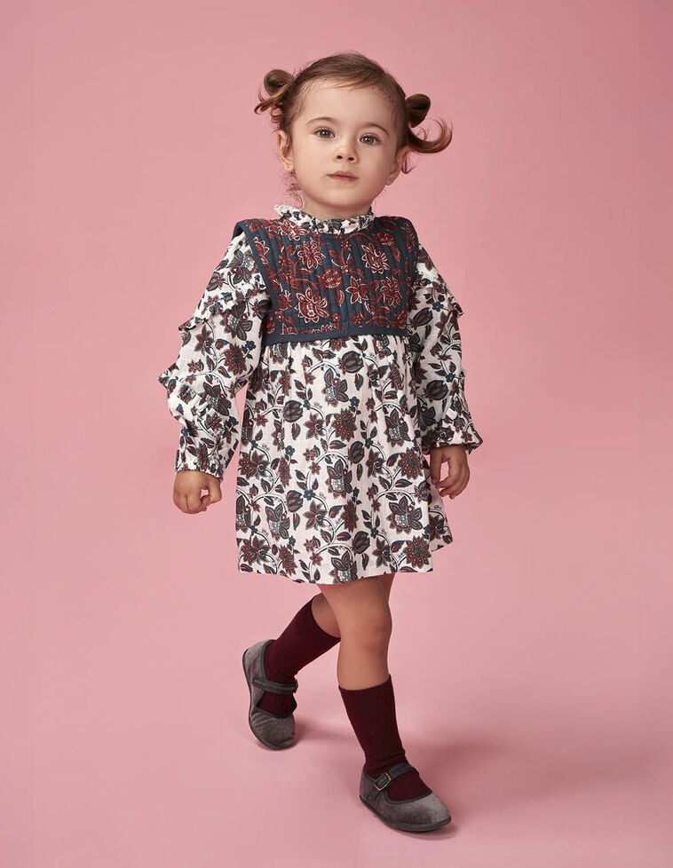 Robe imprimée avec gilet intégré blanc Robe imprimée avec gilet intégré blanc