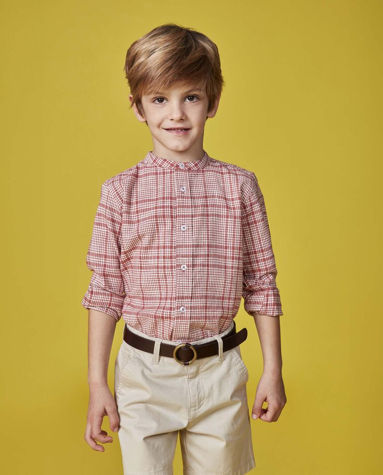 Camisa mao xadrez rosa