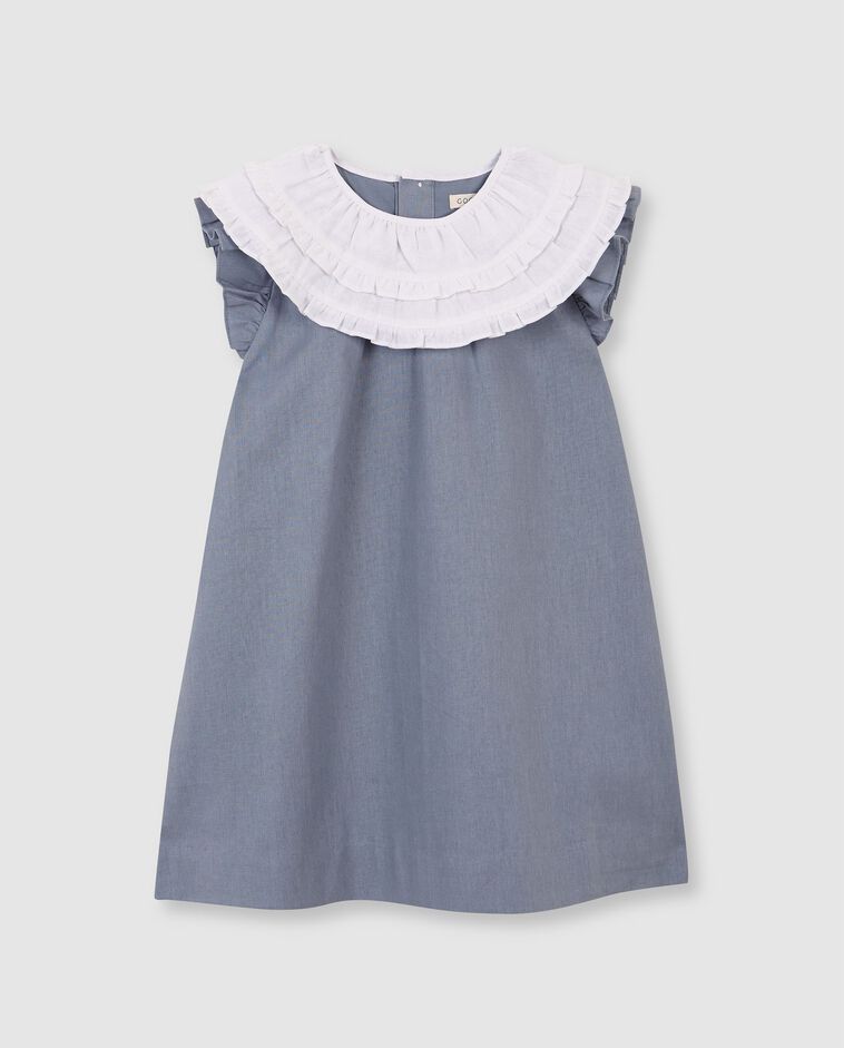Robe en lin &agrave; col contrastant grise