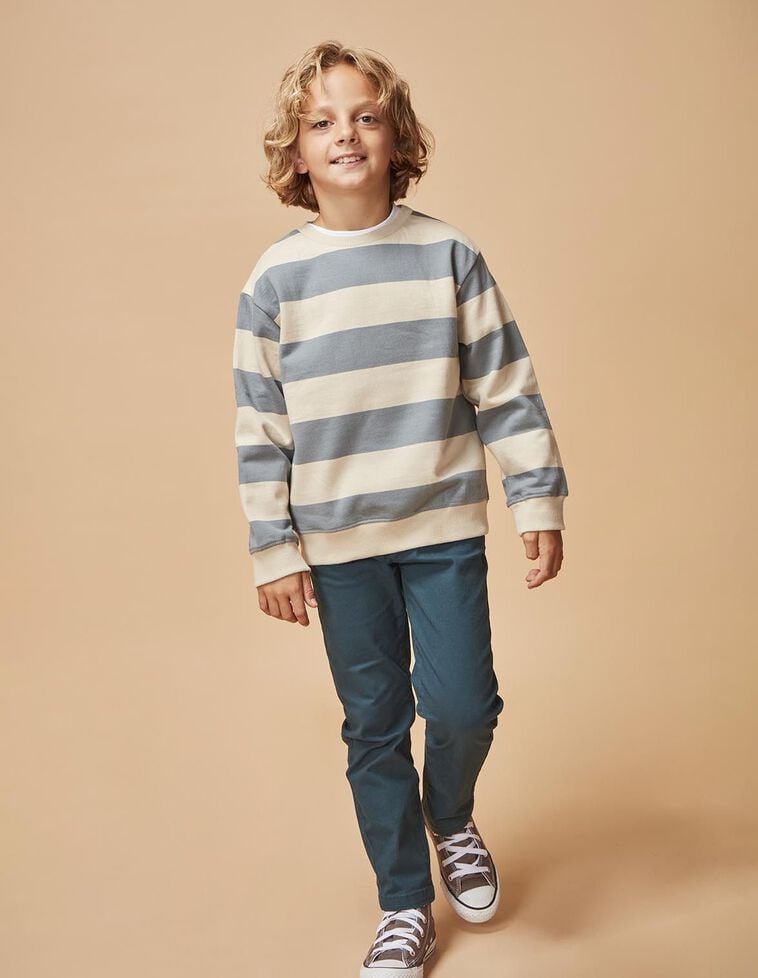 Sweat-shirt à rayures bleu clair