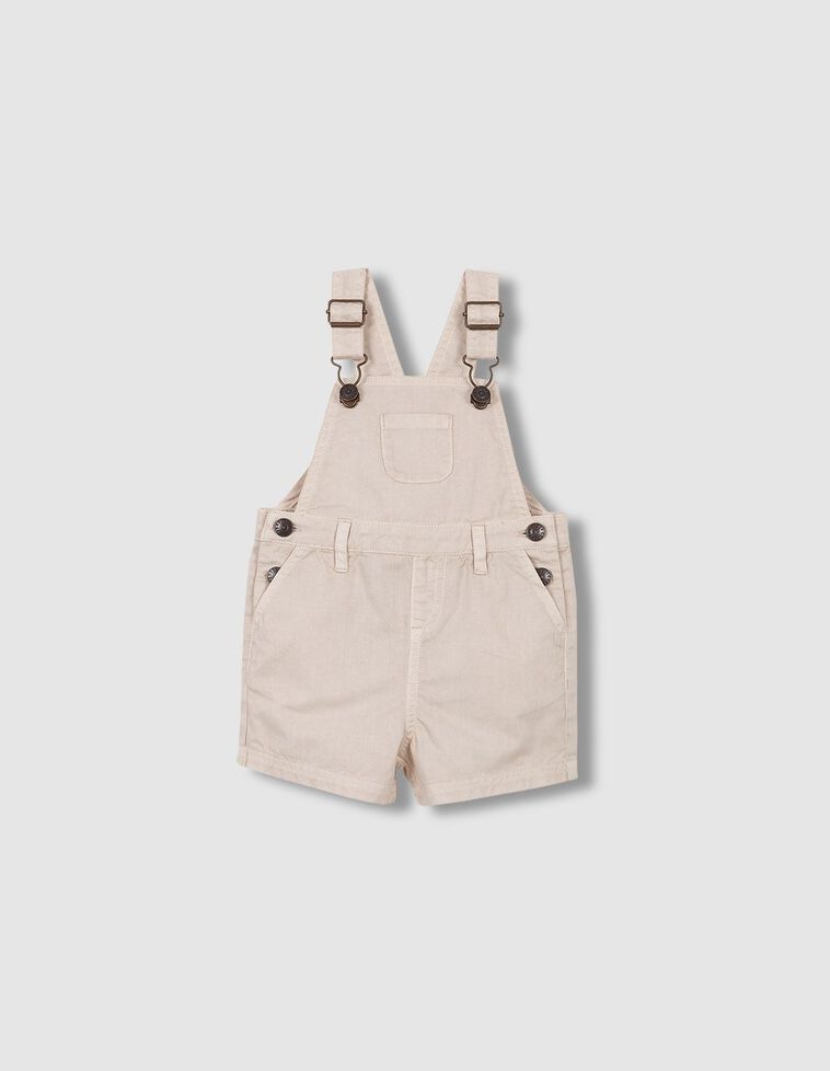 Salopette corta in twill color sabbia