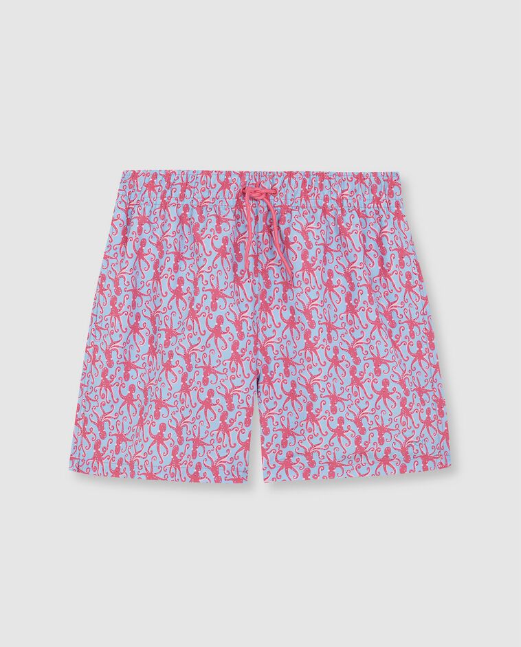 Maillot de bain p&egrave;re imprim&eacute; poulpes bleu