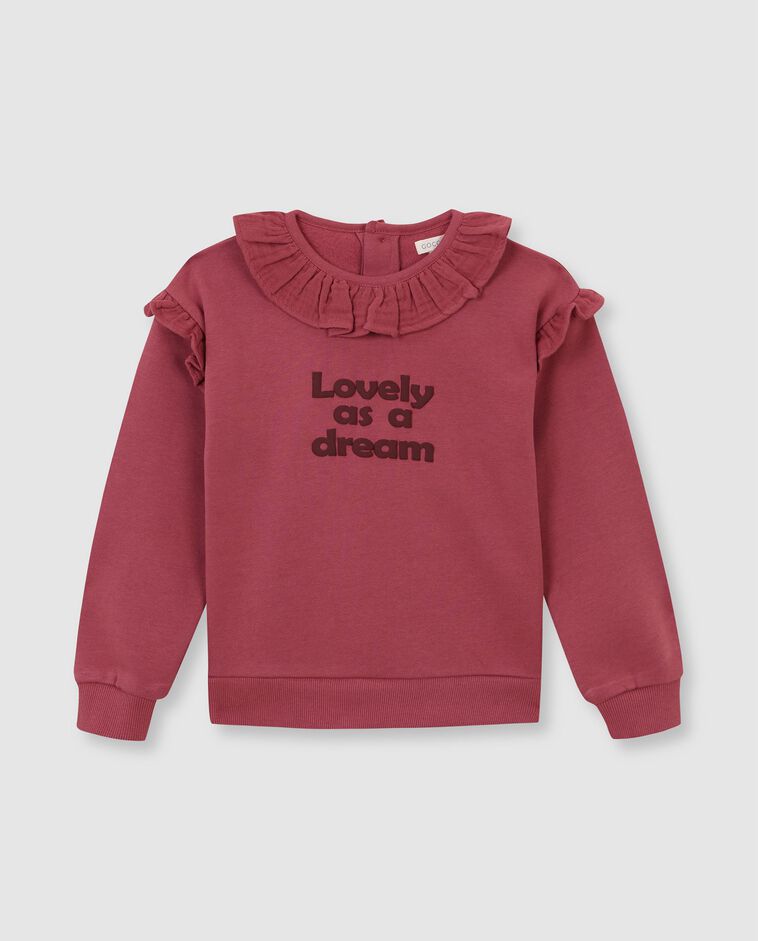 Sweat rose avec col &agrave; volants fille