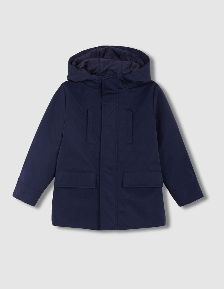 Manteau technique à capuche bleue