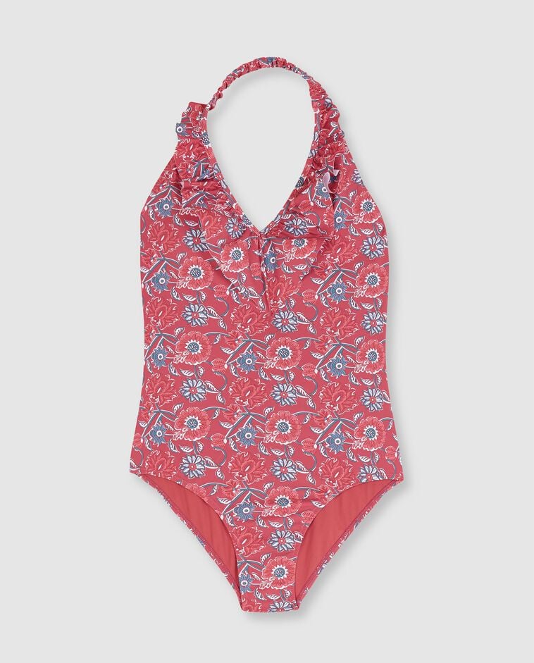 Maillot de bain m&egrave;re imprim&eacute; fleurs rose