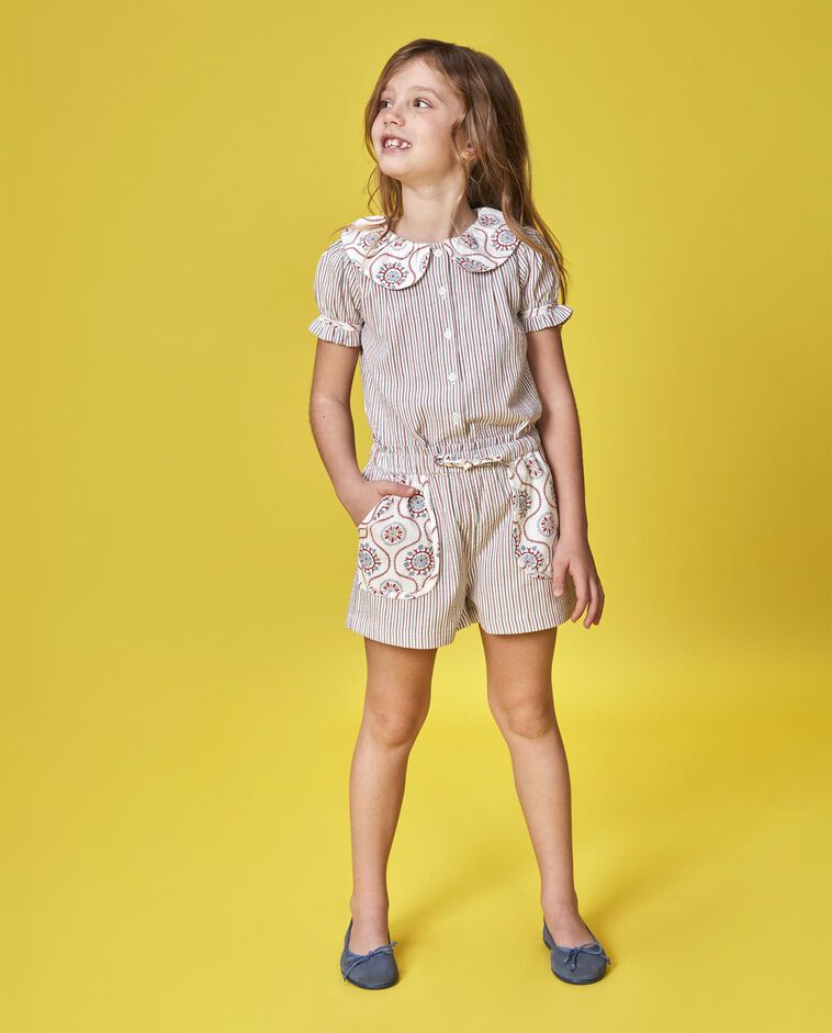 Jupe-culotte en tissus contrast&eacute;s blanche