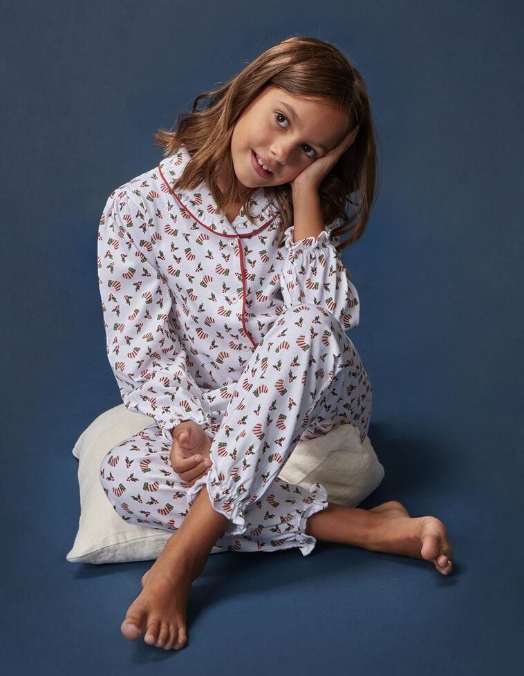 Pyjama de Noël avec liseré contrasté blanc Pyjama de Noël avec liseré contrasté blanc