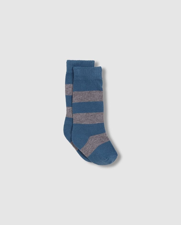 Chaussette &agrave; larges rayures bleues