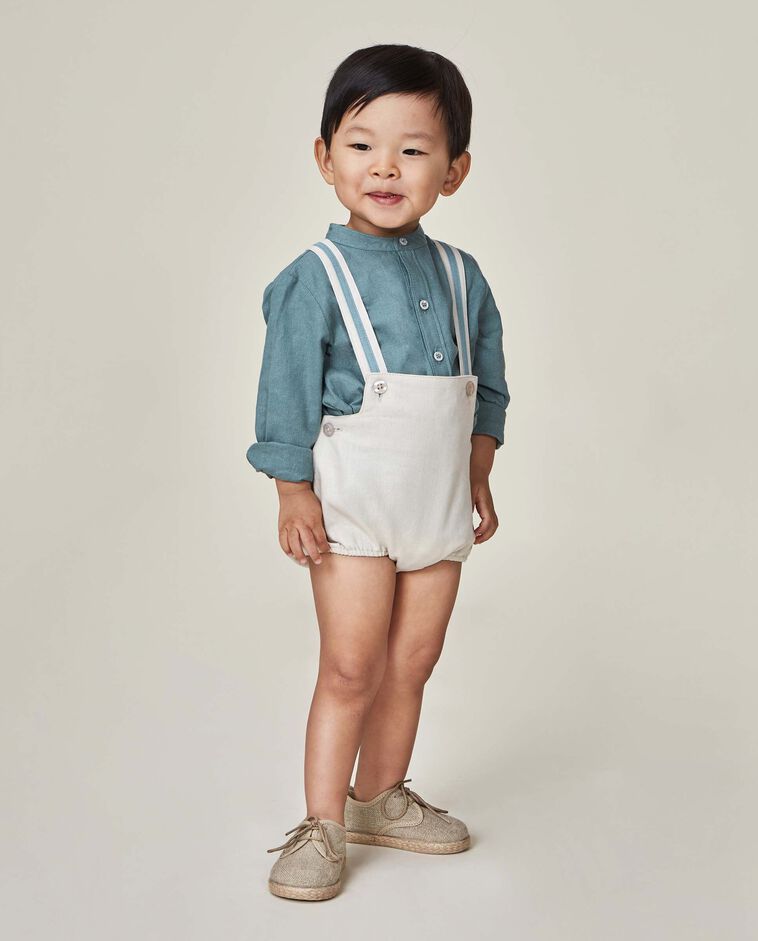 Camicia alla coreana in lino verde