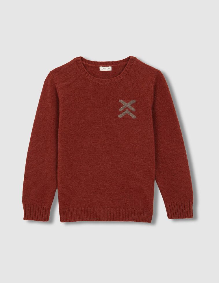 Maglione con intarsio sul davanti arancione