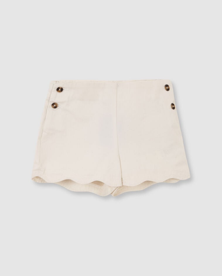 Pantacourt &agrave; bord ondul&eacute; blanc