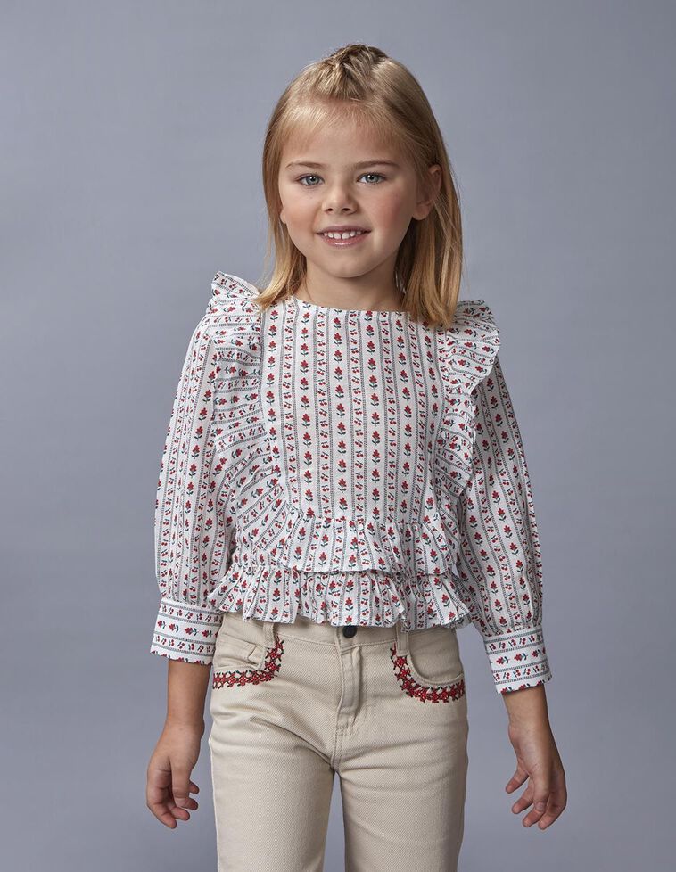 Blouse à volants rouge
