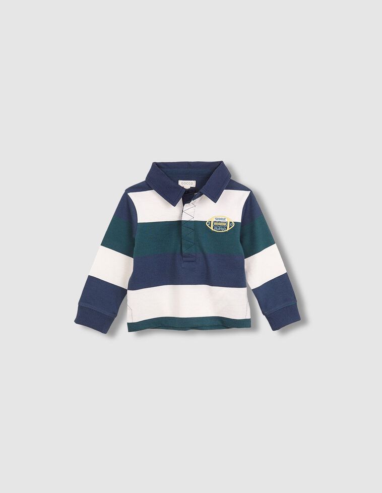 Polo rayé tricolore bleu