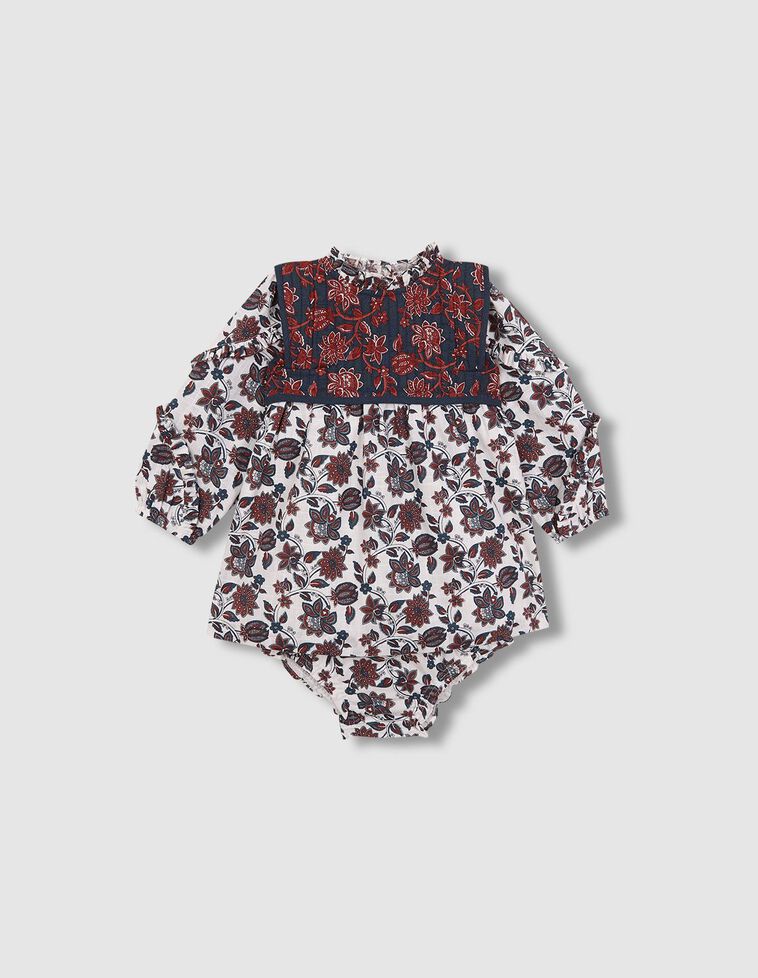 Robe imprimée avec gilet intégré blanc Robe imprimée avec gilet intégré blanc