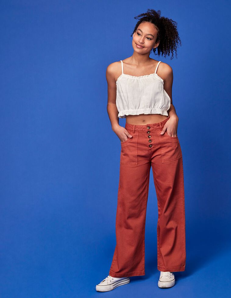 Pantalone a vita alta color malva chiaro