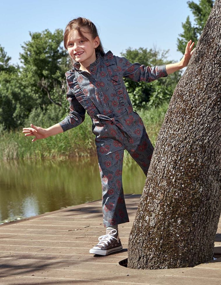 Overalls mit Rüschen und Print, in Petrolgrün